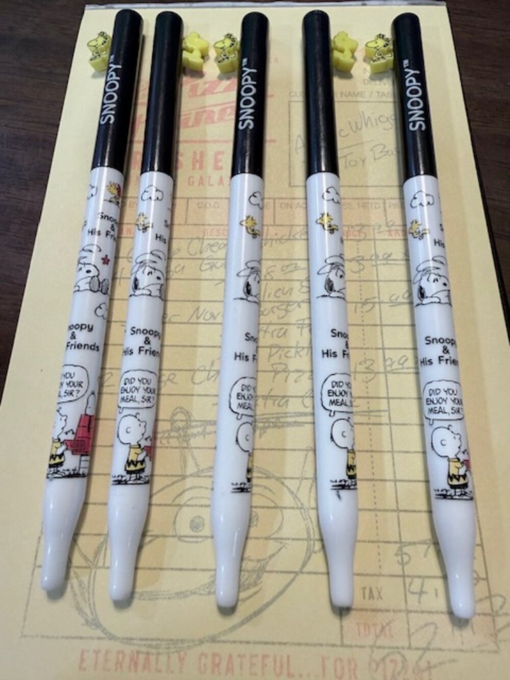 Snoopy Themed Stationery 5 Pens Peanuts Gang Pens 5 Press Woodstock click pens